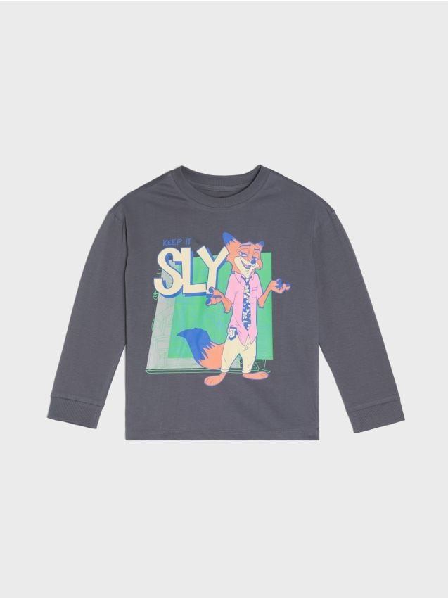 Sinsay - Tričko s dlhými rukávmi Zootopia 2 - tmavohnedá