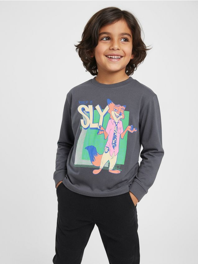 Sinsay - Tričko s dlhými rukávmi Zootopia 2 - tmavohnedá