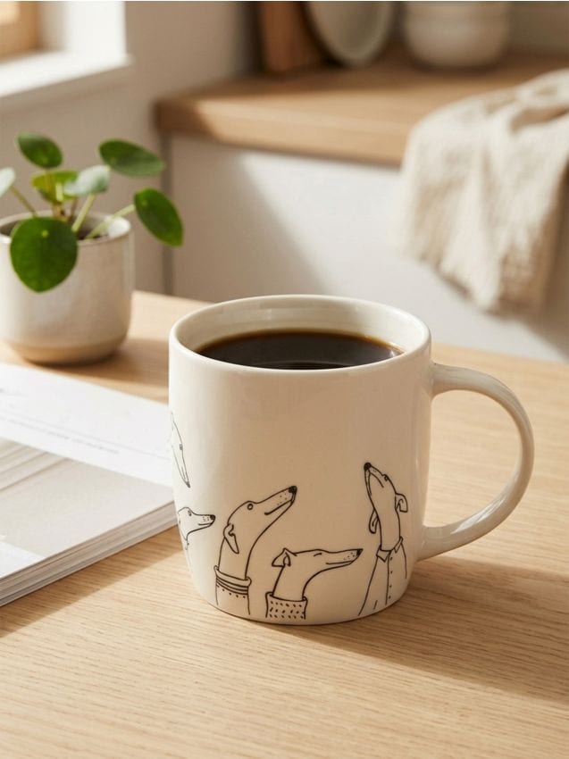 Sinsay - Cană ceramică cu imprimare - alb