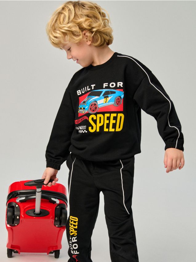 Sinsay - Bluză crewneck cu imprimeu Hot Wheels - negru