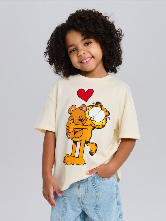 Sinsay - Tricou din bumbac cu imprimeu Garfield - galben-deschis