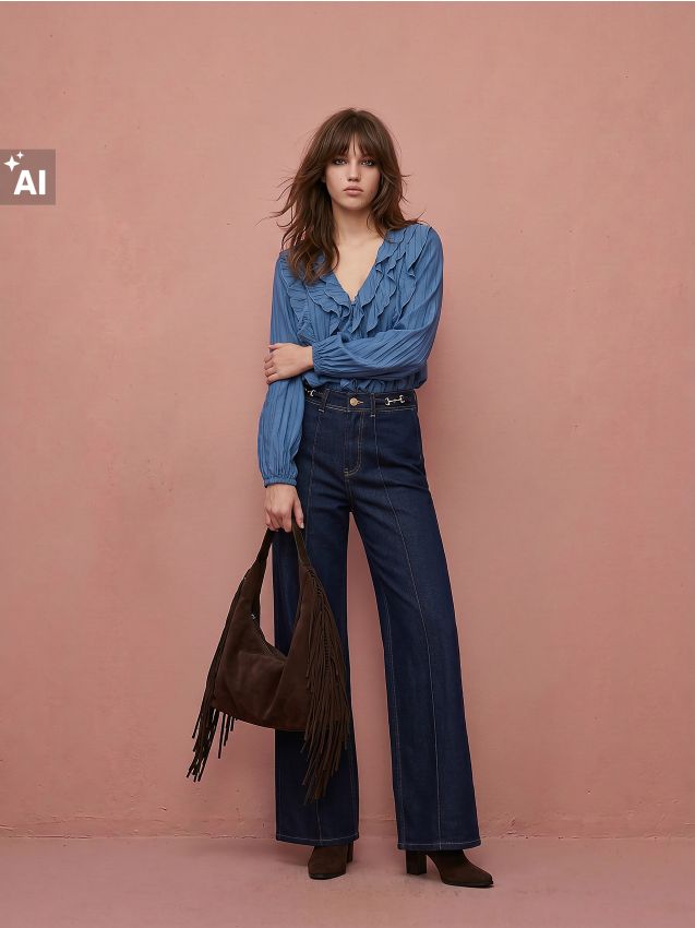 Sinsay - Blugi wide leg cu talie înaltă - albastru metalizat