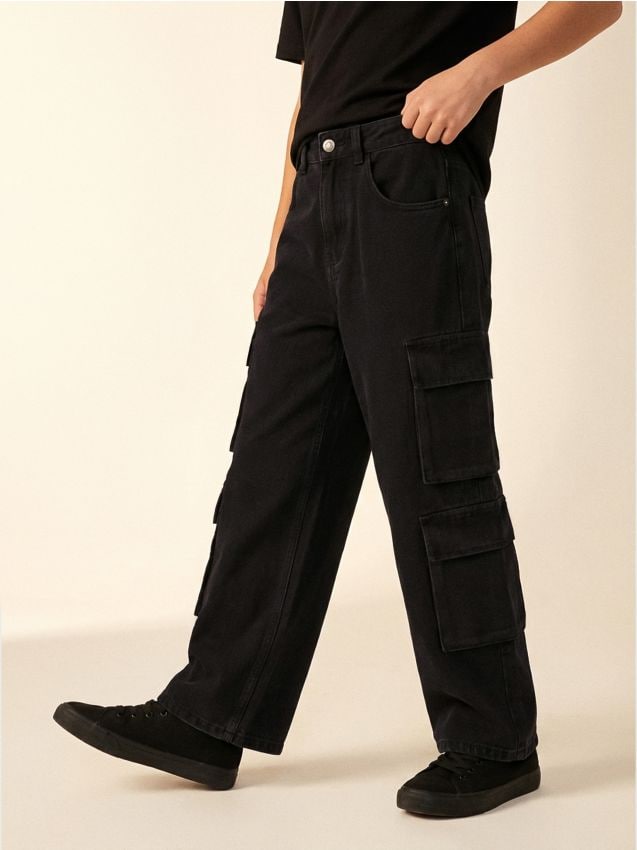 Sinsay - Jeansy baggy - czarny