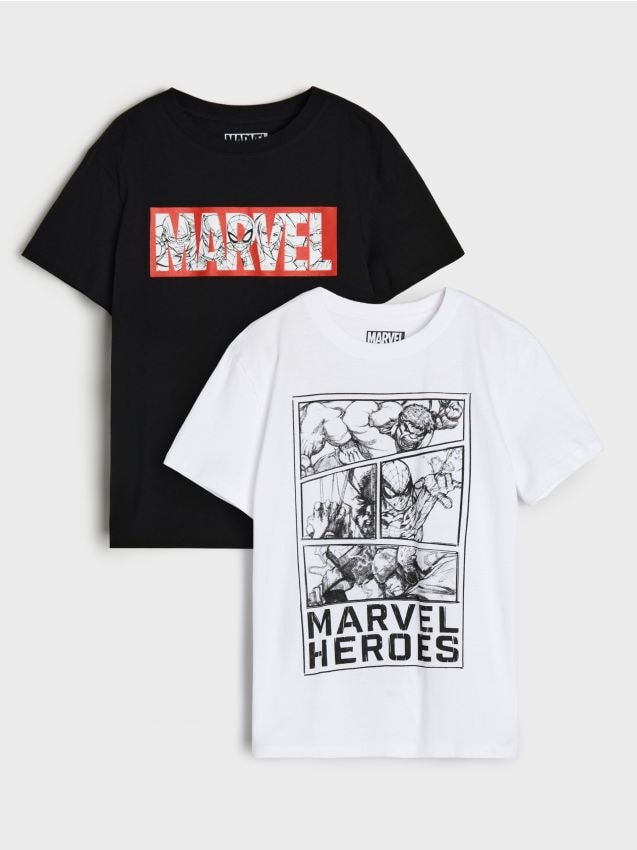 Sinsay - Tricouri din bumbac cu imprimeu 2 pack Marvel - multicolor