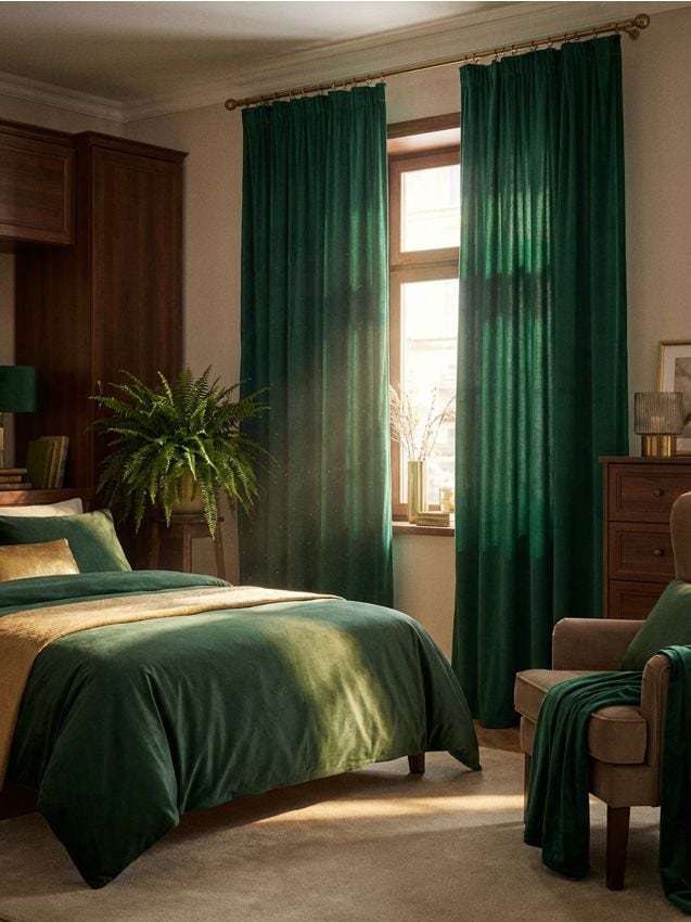 Sinsay - Set de draperii din catifea cu bandă 2 pack - albastru-verzui