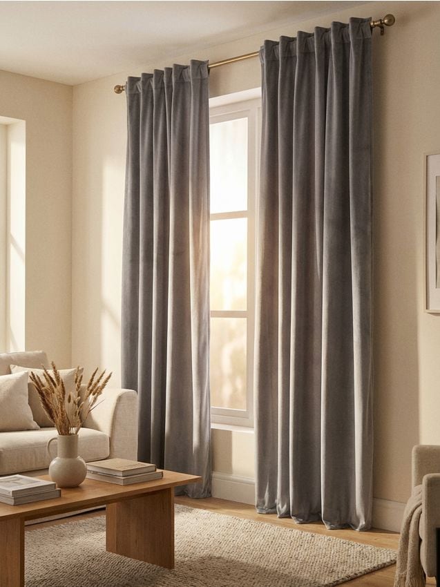 Sinsay - Set de draperii din catifea cu bandă 2 pack - gri-închis