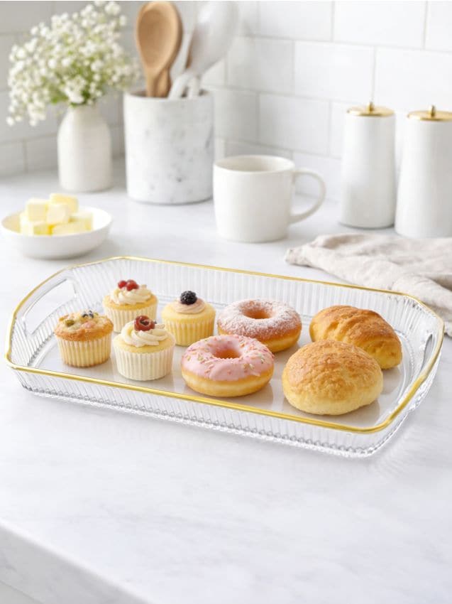 Sinsay - Tavă de servire cu margine aurie - clear