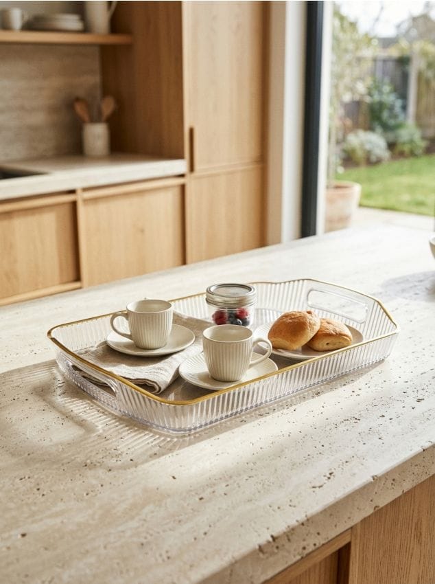 Sinsay - Tavă de servire cu margine aurie - clear