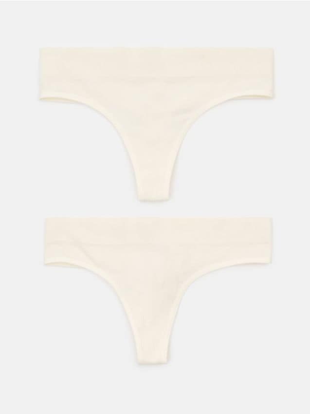 Tanga a coste 2-pack - bianco
