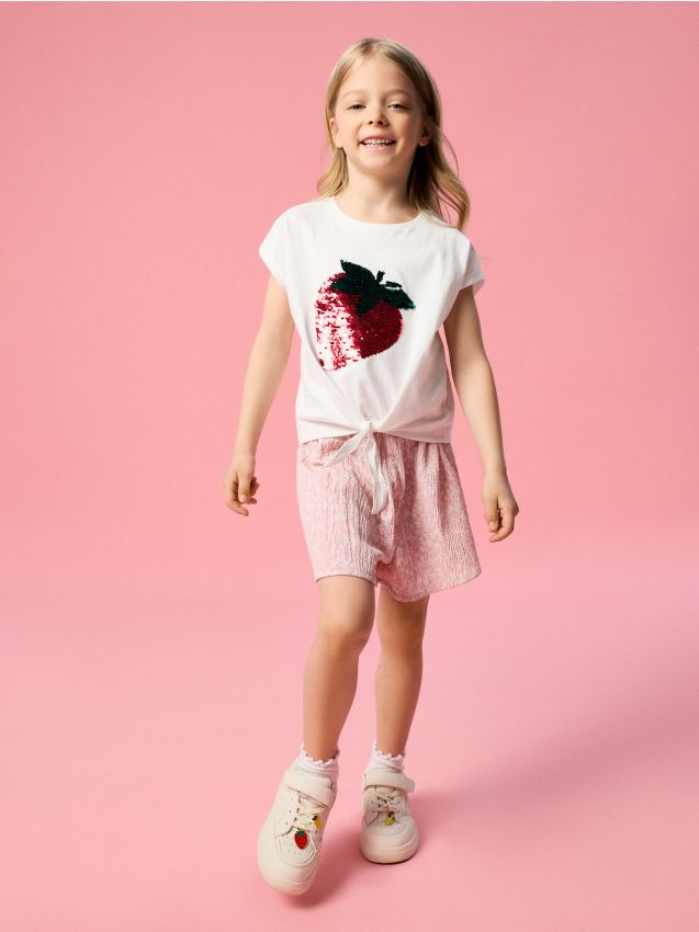 Sinsay - Pantaloni scurți straight cu motiv floral - roz