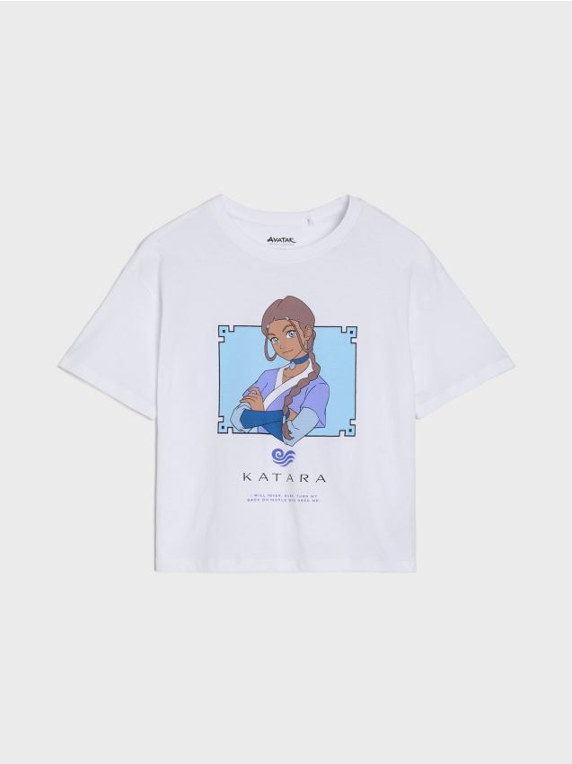 Sinsay - Koszulka z nadrukiem Avatar: The Last Airbender, Katara - biały