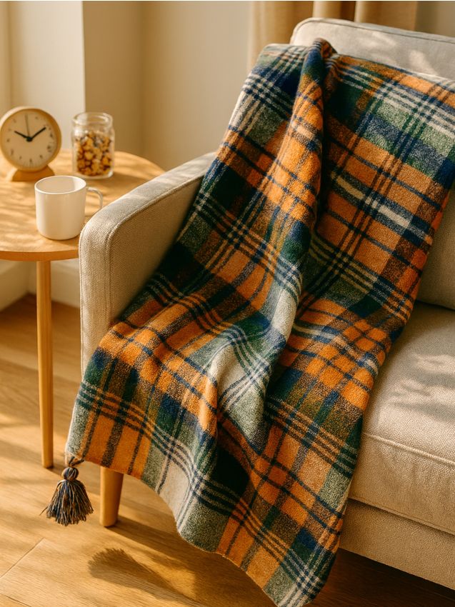 Sinsay - Kockovaná deka - oranžová