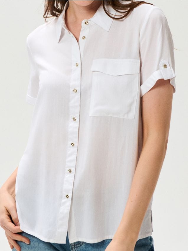 Sinsay - Cămașă din viscoză - alb