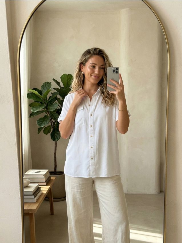 Sinsay - Cămașă din viscoză - alb