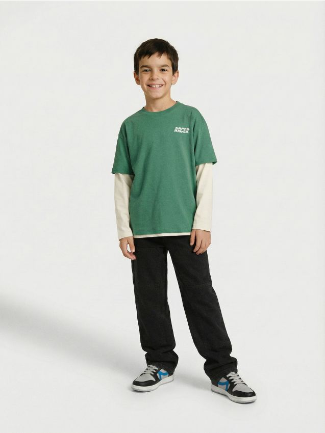 Sinsay - Blugi straight fit - negru