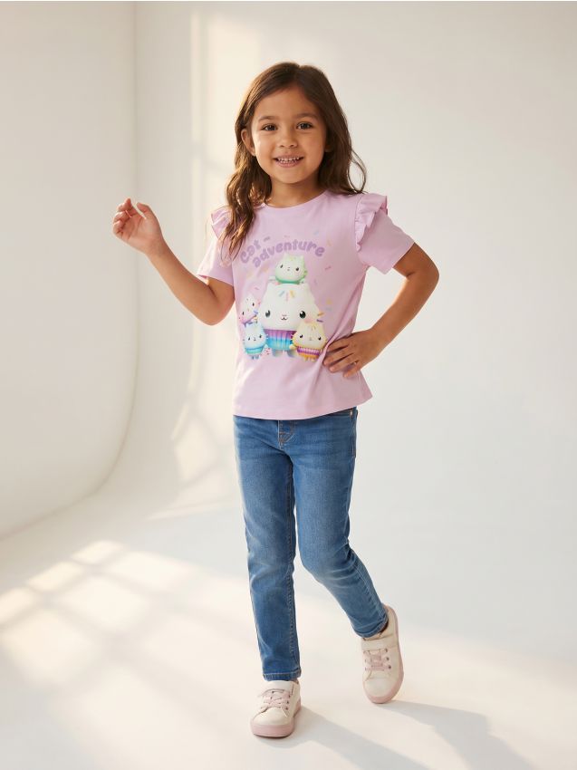 Sinsay - Tricou din bumbac cu imprimeu Gabby’s Dollhouse - lavand