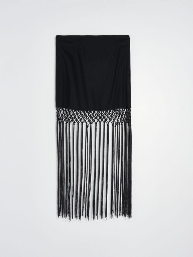 Sinsay - Spódnica mini z frędzlami - czarny