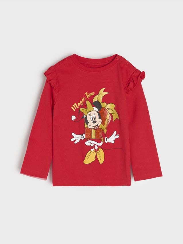 Sinsay - Tričko s dlhými rukávmi Mickey Mouse - červená