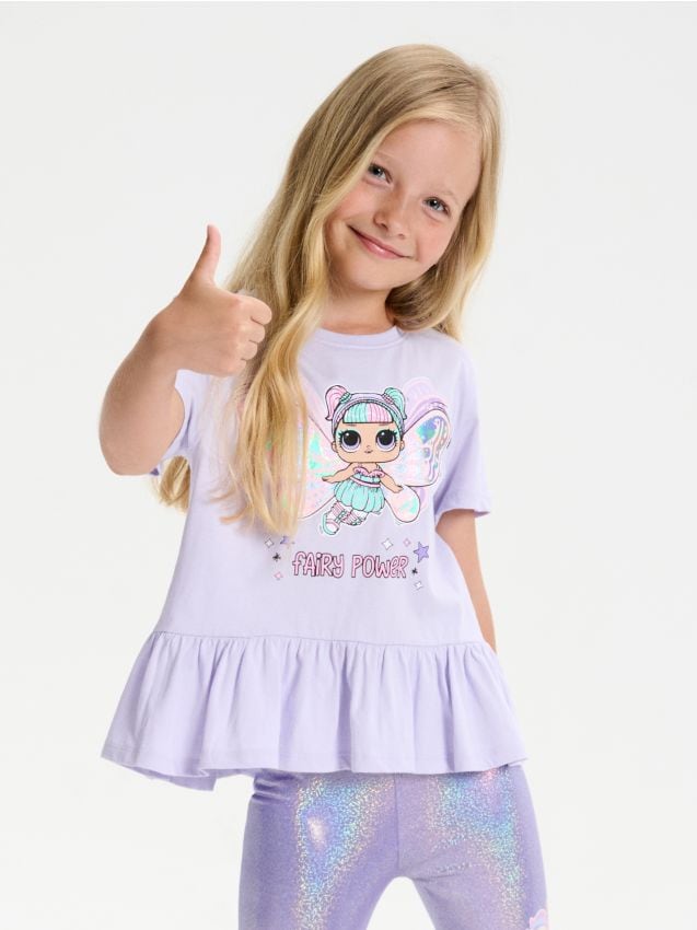 Sinsay - Tricou cu peplum L.O.L Surprise - lavand