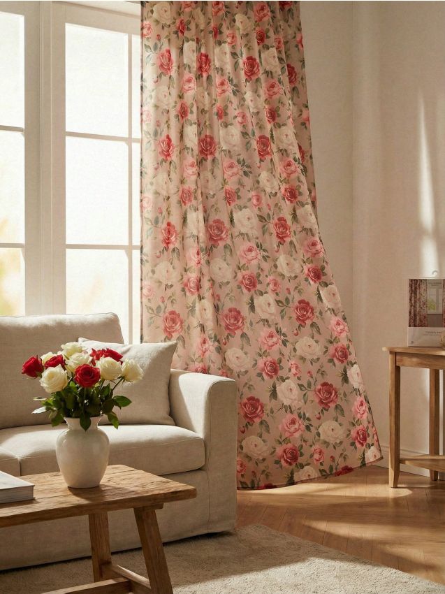 Sinsay - Draperie din catifea cu motiv floral - crem
