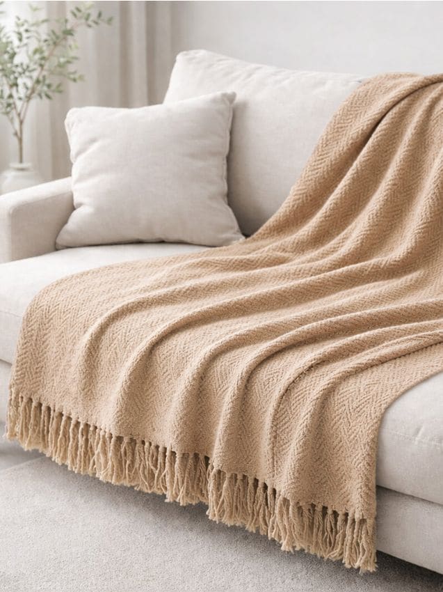 Sinsay - Pled texturat cu bumbac - brun-auriu