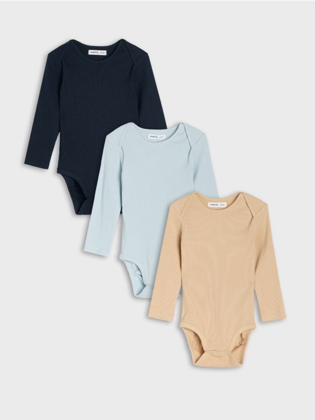 Sinsay - Body din bumbac din poliester ripsat 3 pack - albastru-pal