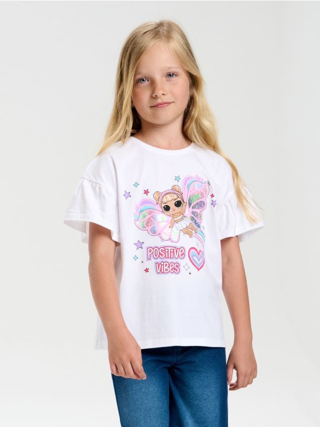 Sinsay - Tricou L.O.L Surprise - alb