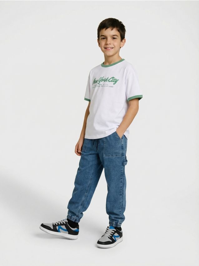 Sinsay - Blugi jogger cu efect spălat - albastru