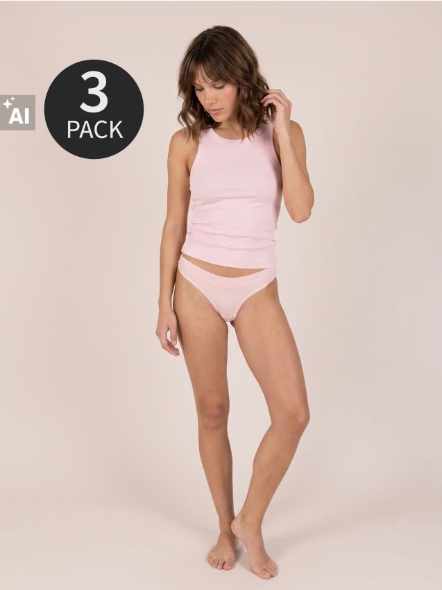 Sinsay - Chiloți tanga din modal cu amestec de mătase 3 pack - multicolor
