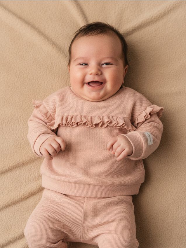 Sinsay - Pulóver s volánom - pastelová ružová