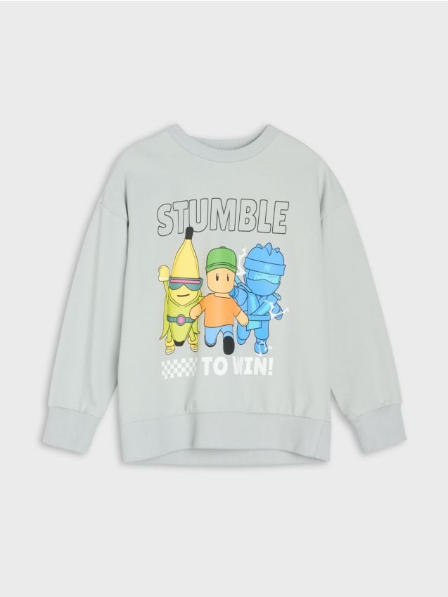 Sinsay - Bluză crewneck cu imprimeu Stumble Guys - gri deschis