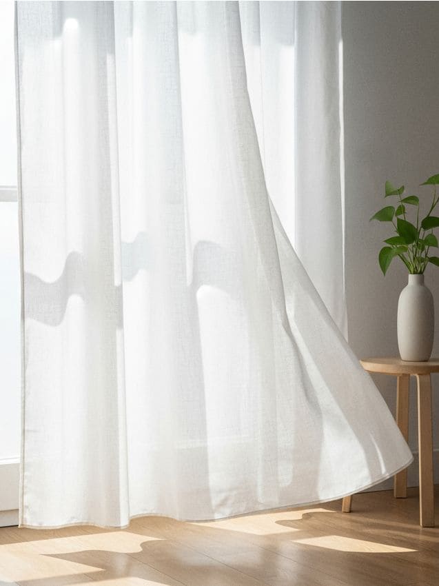 Sinsay - Perdea din material cu aspect de in, pe bandă - alb