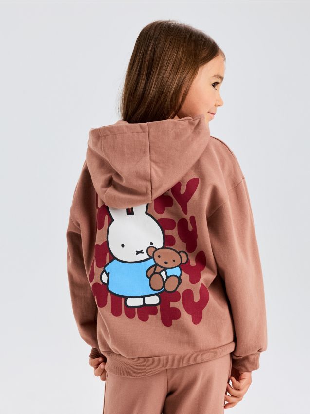 Sinsay - Hanorac din bumbac cu imprimeu pe spate Miffy - maro