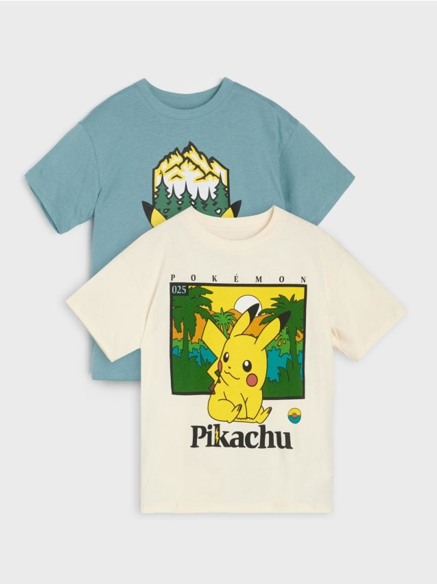 Sinsay - Tricouri din bumbac cu imprimeu Pokémon 2 pack - multicolor
