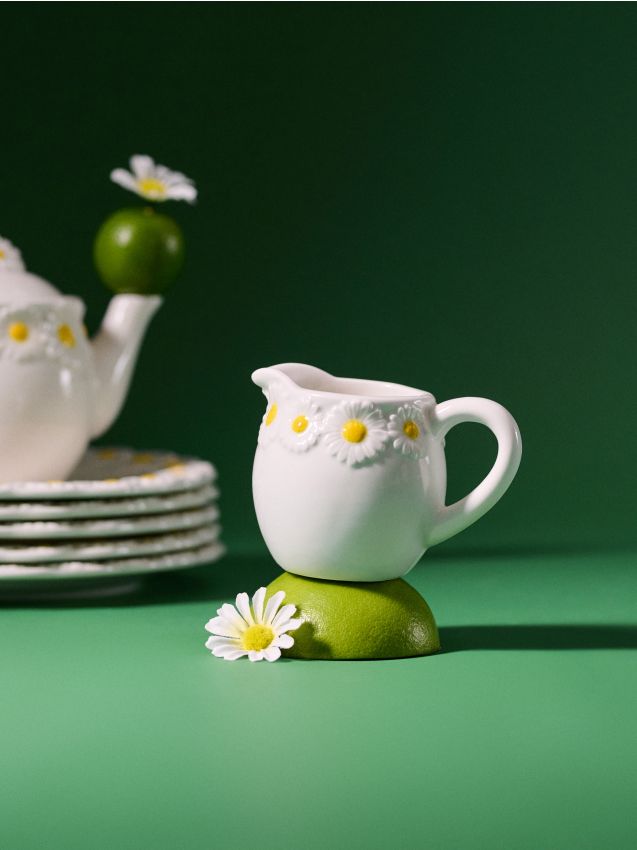 Sinsay - Sticlă de lapte cu motiv margarete - alb