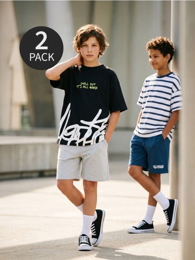 Sinsay - Șorturi din bumbac 2 pack - albastru-pal