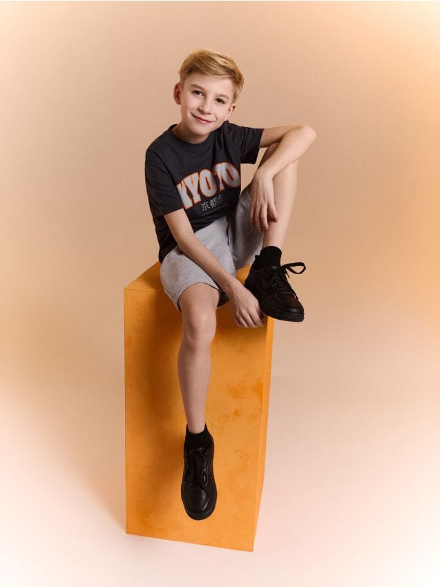 Sinsay - Tricou din bumbac cu mânecă scurtă - gri-închis