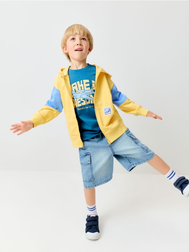 Sinsay - Hanorac cu glugă și fermoar - galben