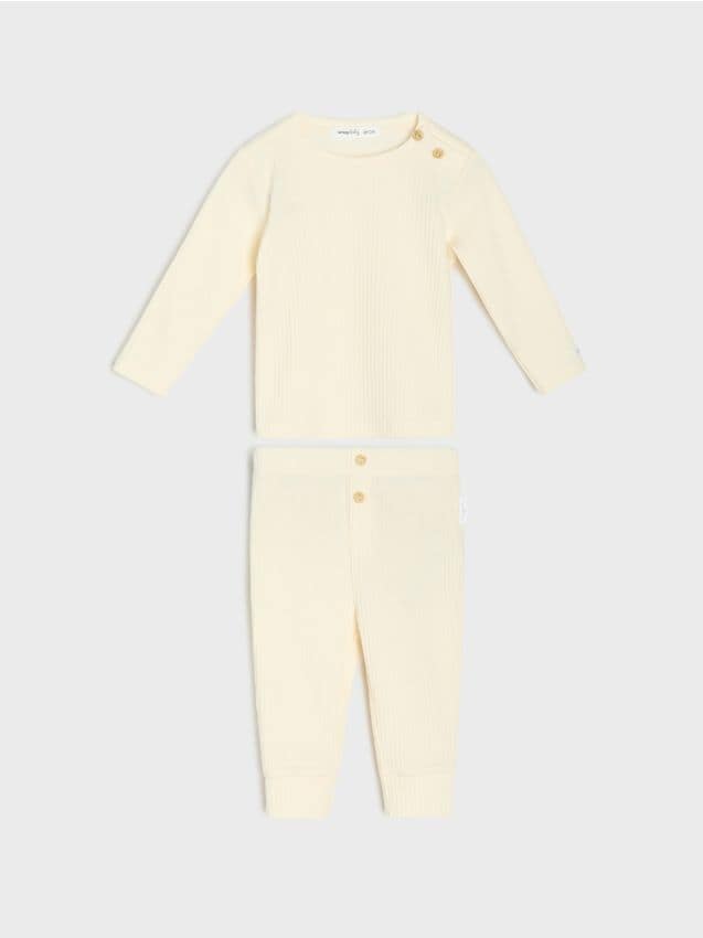Sinsay - Komplet: bluza i spodnie - kremowy
