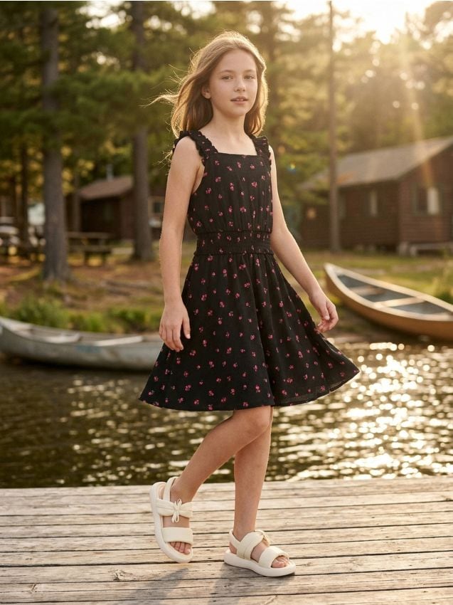 Sinsay - Rochie cu bretele subțiri și model cu flori mici - multicolor