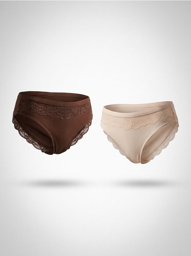 Sinsay - Wiskozowe figi z koronkowym wykończeniem 2 pack - wielobarwny