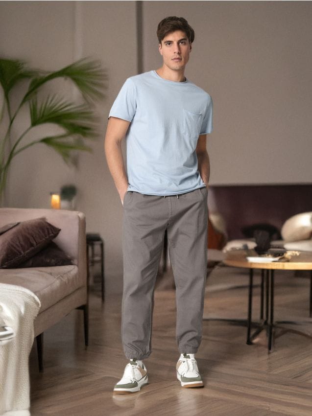 Sinsay - Pantaloni jogger - gri deschis
