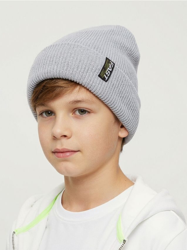 Sinsay - Čiapka beanie z prúžkovaného úpletu - svetlošedá