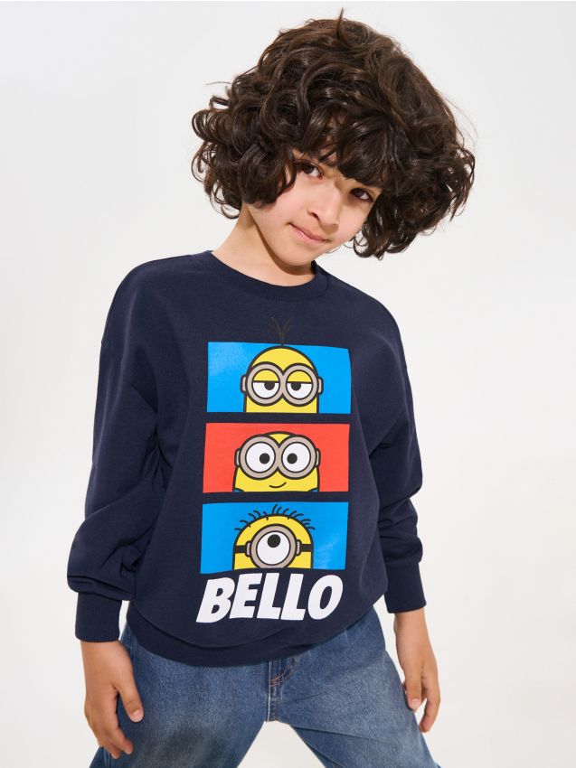 Sinsay - Bluză crewneck cu imprimeu Minions - bleumarin