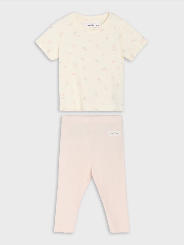 Sinsay - Compleu cu tricou și colanți - crem