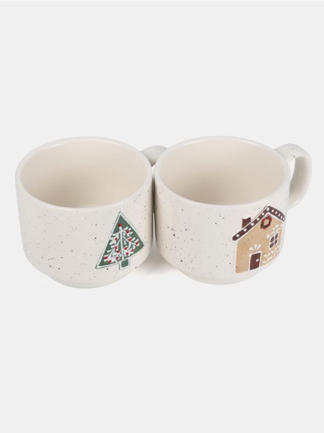 Sinsay - Hrnčeky s vianočným motívom – balenie 2 ks - biela