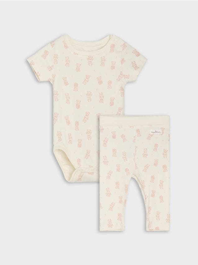 Sinsay - Set: body și colanți - crem