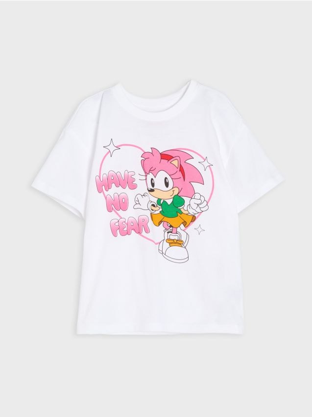 Sinsay - Tricou din bumbac cu imprimeu Sonic the Hedgehog - alb