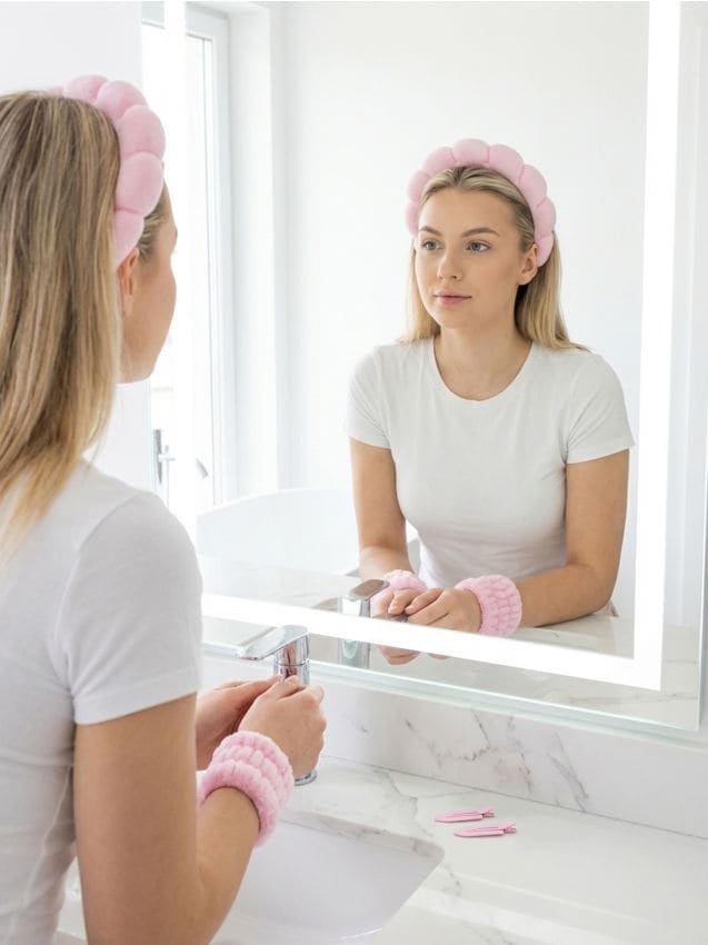 Sinsay - Set de accesorii pentru păr cu bentiță moale, elastice și agrafe 5 pack - roz