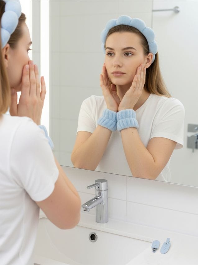 Sinsay - Set de accesorii pentru păr cu bentiță moale, elastice și agrafe 5 pack - light blue